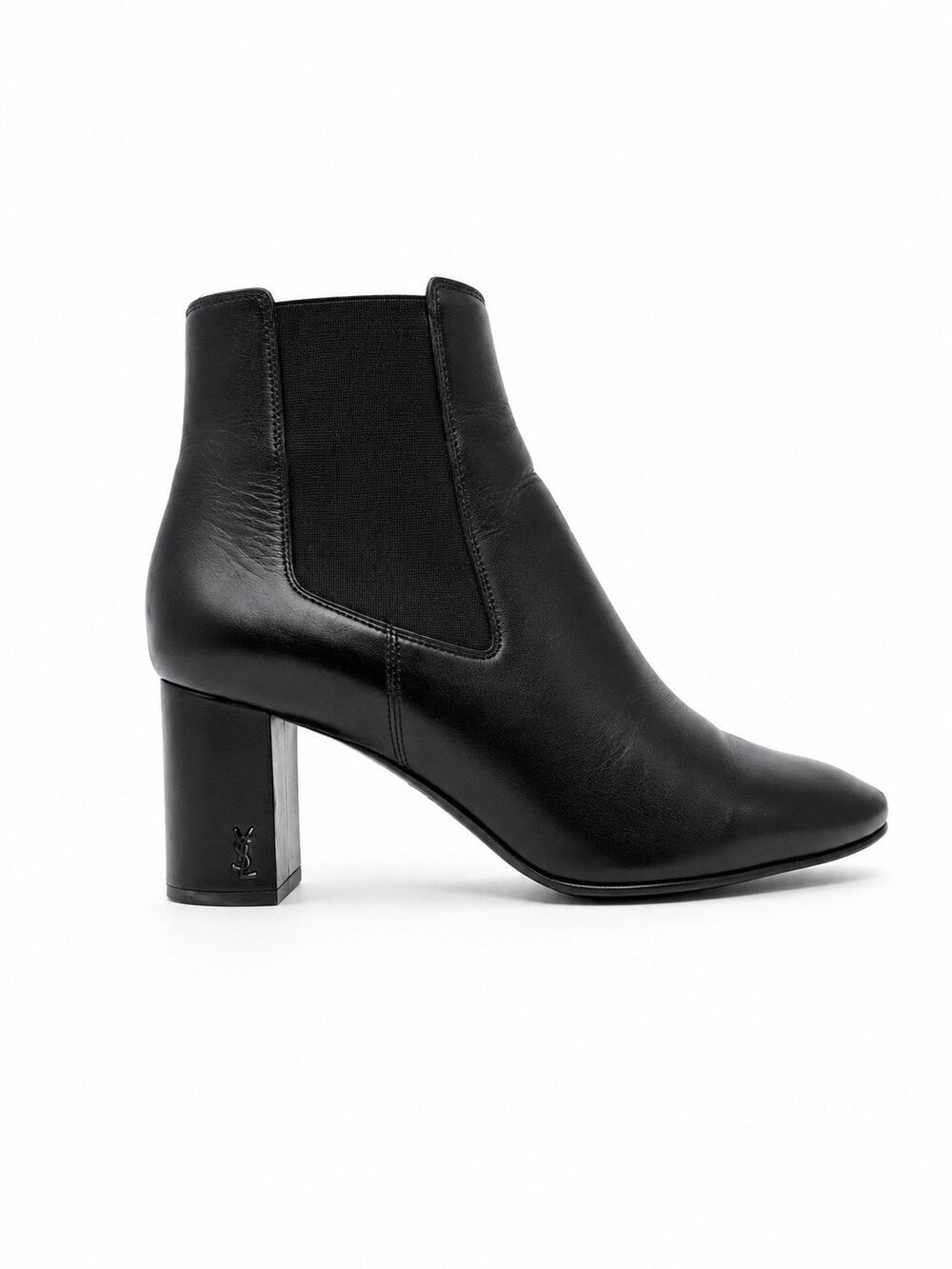 Saint Laurent Loulou Black Leather Chelsea Ankle Boots Sz 39.5 w/ Box Dust Bag